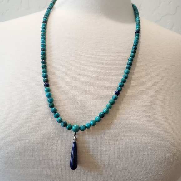 Jay King Turquoise Bead and Lapis Sterling Silver Long Necklace - Picture 15 of 15